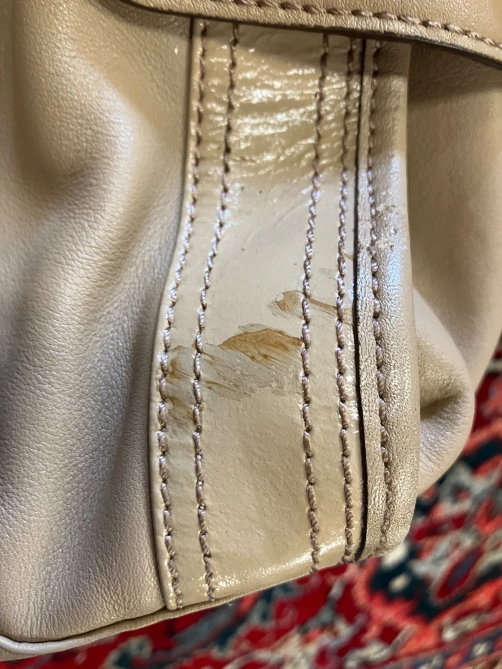 Vintage B Makowsky Leather Cream Tan Beige Hobo Shoulder Bag